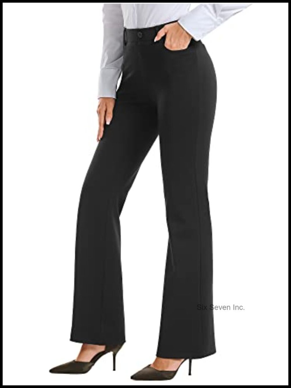 Womens Bootcut Stretch Dress Work Pants Pull On Slacks Pockets